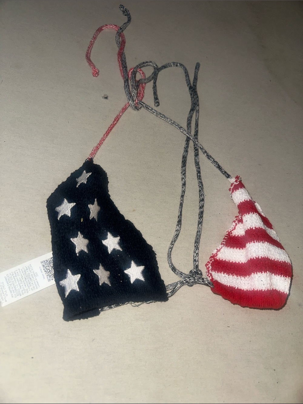 Womens Size M SHEIN Stars & Stripes Knit Triangle Bikini Top - Red, White & Blue